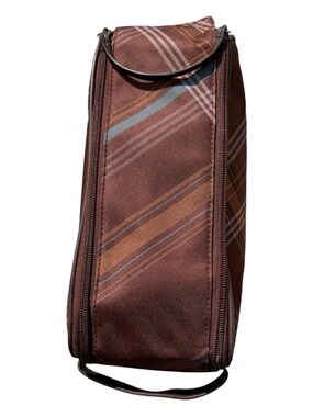 Victoria’s Secret Brown Plaid Travel Cosmetic Bag Organizer Zip Case